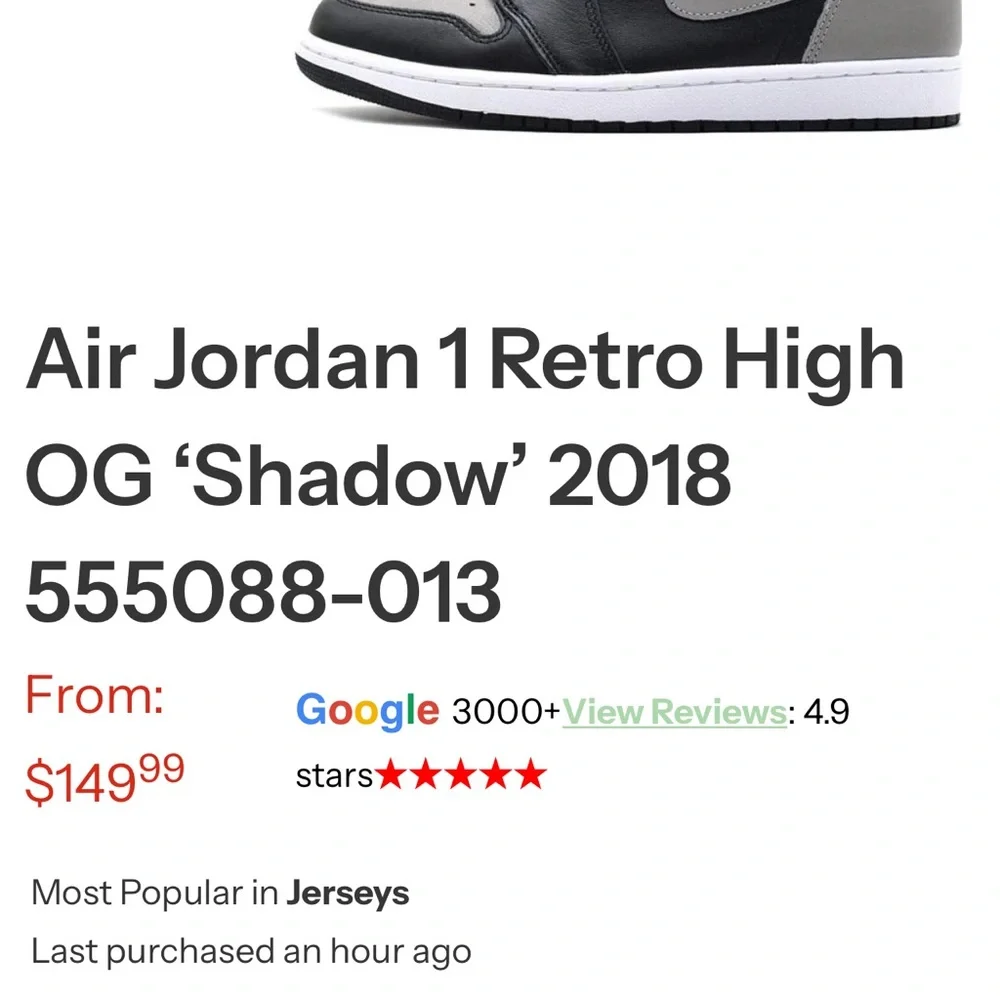 Nike Jordan 1 Retro High OG ‘Shadow’ 2018 555088-013 Nike Shoes Sneakers 6.5